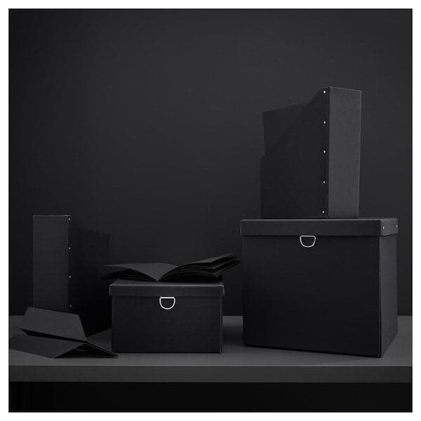 NIMM - Storage box with lid, black, 25x35x15 cm - best price from Maltashopper.com 80518169