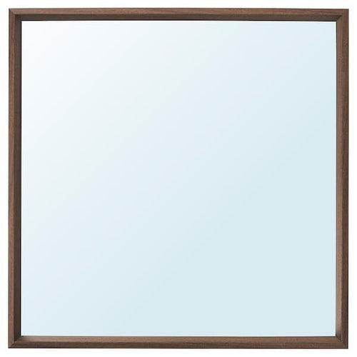 NISSEDAL Mirror, walnut effect, 65x65 cm