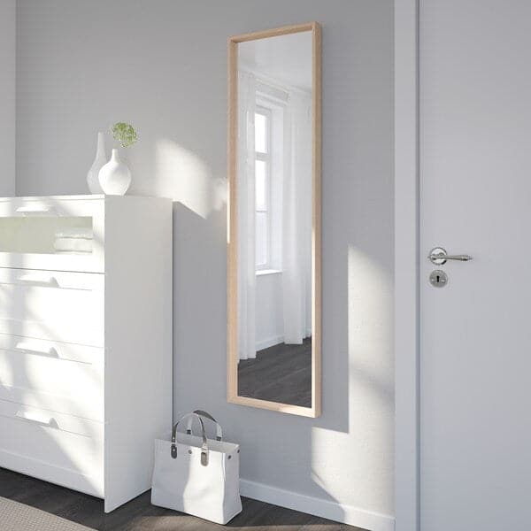 NISSEDAL Mirror - oak effect with white bite 40x150 cm , 40x150 cm - best price from Maltashopper.com 80390868
