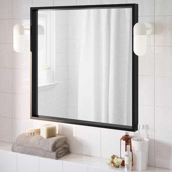NISSEDAL - Mirror, black, 65x65 cm - best price from Maltashopper.com 50320320