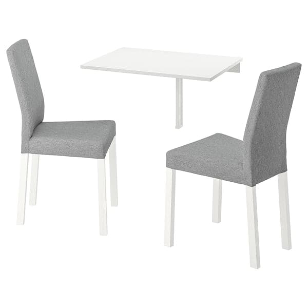 NORBERG / KÄTTIL Table and 2 chairs - white/Knisa light grey 74 cm , 74 cm - best price from Maltashopper.com 59428769