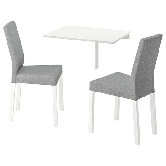 NORBERG / KÄTTIL Table and 2 chairs - white/Knisa light grey 74 cm , 74 cm - best price from Maltashopper.com 59428769