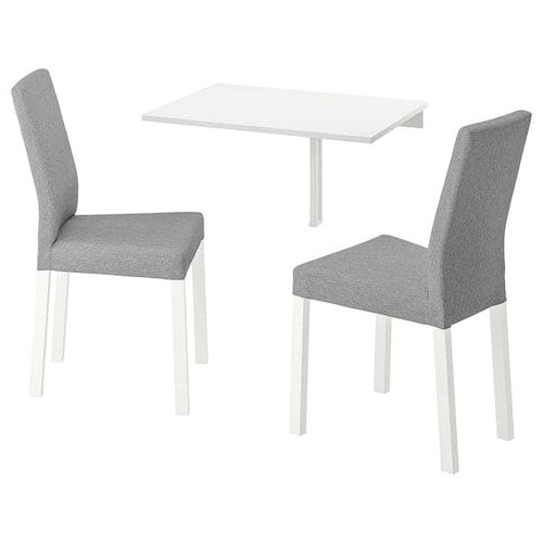 NORBERG / KÄTTIL Table and 2 chairs - white/Knisa light grey 74 cm , 74 cm