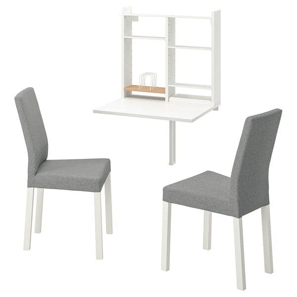 Ikea NORBERG / KÄTTIL Table and 2 chairs, white/Knisa light grey ,