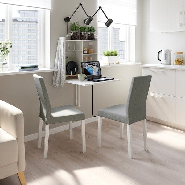 NORBERG / KÄTTIL Table and 2 chairs, white/Knisa light grey