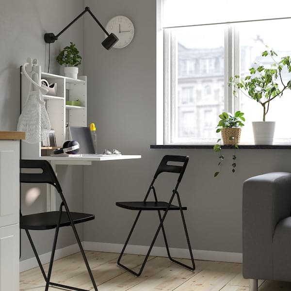 NORBERG / NISSE - Table and 2 chairs, white/black