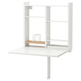 NORBERG wall-mount drop-leaf tbl w storage, white, 64x60 cm