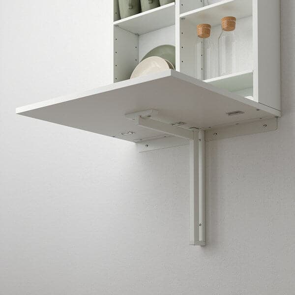 NORBERG - Wall-mount drop-leaf tbl w storage, white, 64x60 cm - best price from Maltashopper.com 20497928
