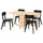 NORDEN / LISABO table and 4 chairs, birch/black, 152x80 cm