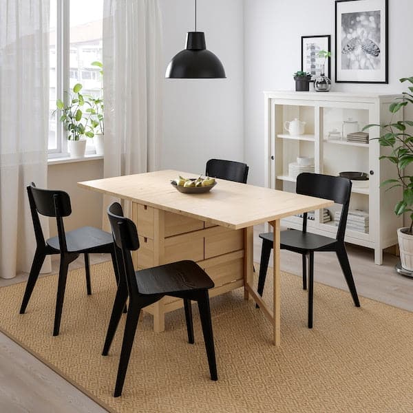 NORDEN / LISABO - Table and 4 chairs, birch/black, 26/89/152 cm - best price from Maltashopper.com 79385542