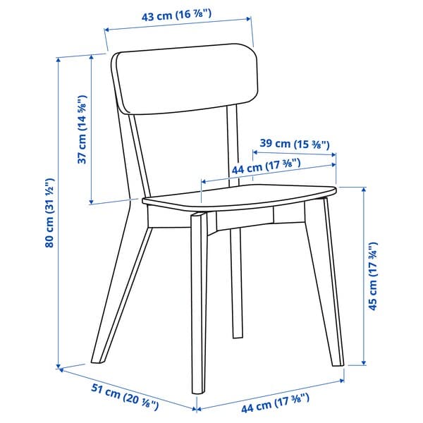 NORDEN / LISABO - Table and 4 chairs, birch/black, 26/89/152 cm - best price from Maltashopper.com 79385542