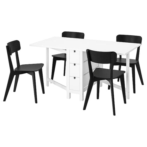 NORDEN / LISABO - Table and 4 chairs, white/black, 26/89/152 cm