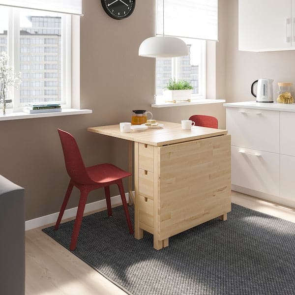 Ikea NORDEN / ODGER - Table and 2 chairs, birch/red, 26/89/152 cm