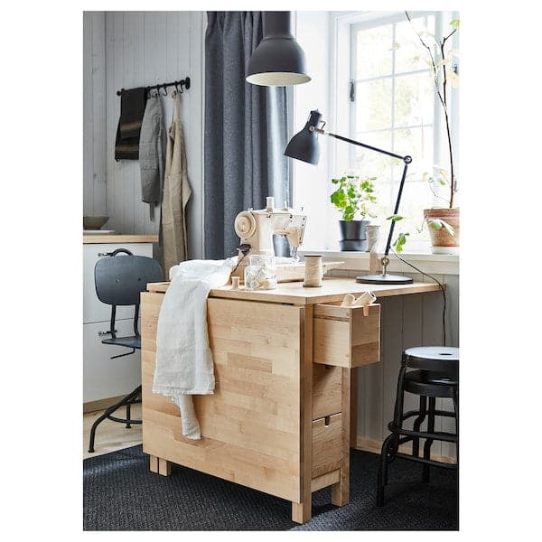 NORDEN - Gateleg table, birch, 26/89/152x80 cm - best price from Maltashopper.com 90423887