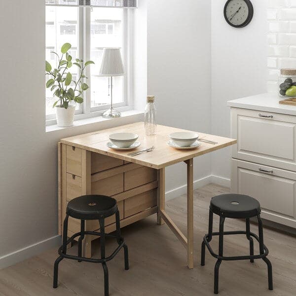 NORDEN - Gateleg table, birch, 26/89/152x80 cm - best price from Maltashopper.com 90423887