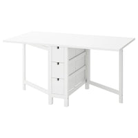 NORDEN - Gateleg table, white, 26/89/152x80 cm - best price from Maltashopper.com 10423886