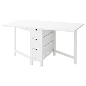 NORDEN - Gateleg table, white, 26/89/152x80 cm - best price from Maltashopper.com 10423886