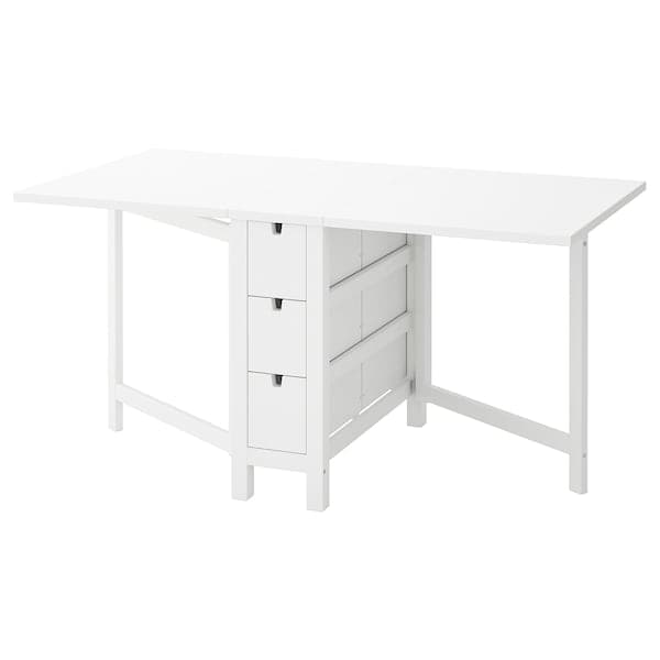 NORDEN - Gateleg table, white, 26/89/152x80 cm - best price from Maltashopper.com 10423886