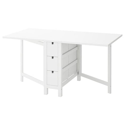 NORDEN - Gateleg table, white, 26/89/152x80 cm