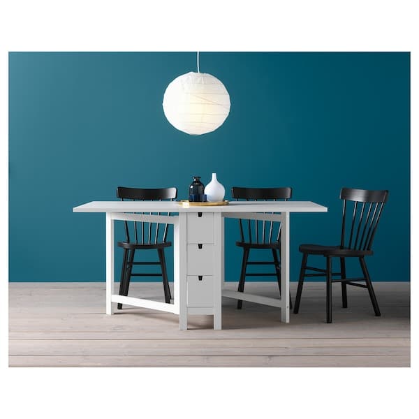 NORDEN - Gateleg table, white, 26/89/152x80 cm - best price from Maltashopper.com 10423886