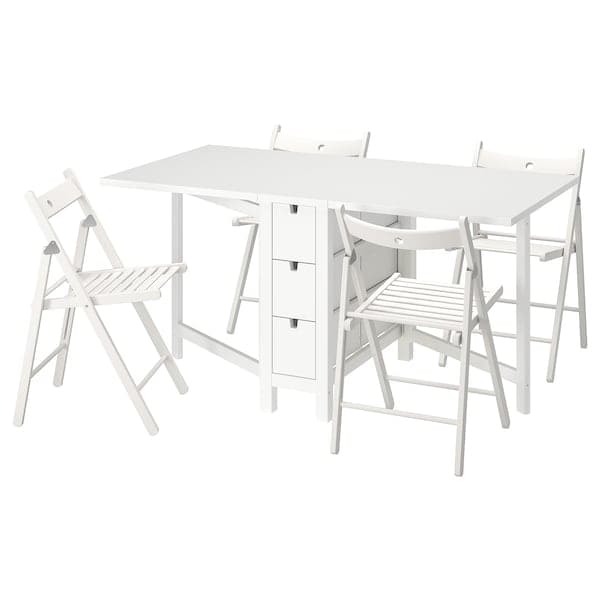 NORDEN / TERJE - Table and 4 chairs, foldable white/white
