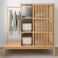 NORDKISA - Open wardrobe with sliding door, bamboo, 120x123 cm - best price from Maltashopper.com 30439476