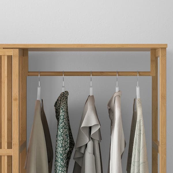 NORDKISA - Open wardrobe with sliding door, bamboo, 120x186 cm - best price from Maltashopper.com 00439468