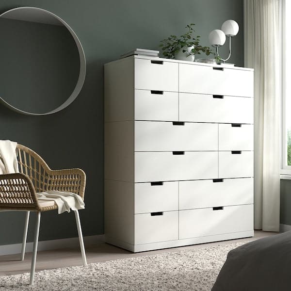 NORDLI - Chest of 12 drawers, white, 120x145 cm - best price from Maltashopper.com 99239489