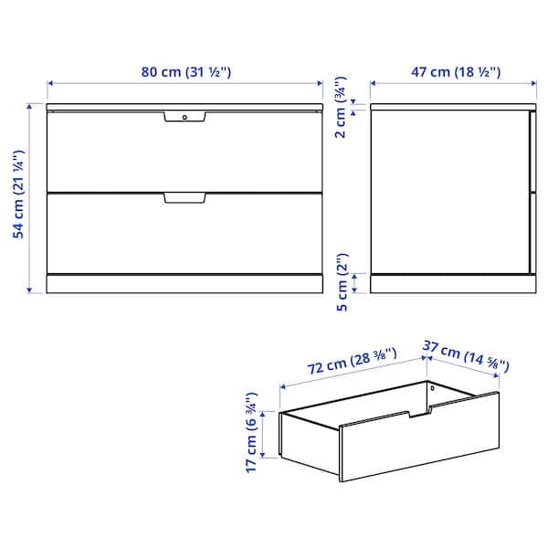 Ikea NORDLI - Chest of 2 drawers, anthracite, 80x54 cm
