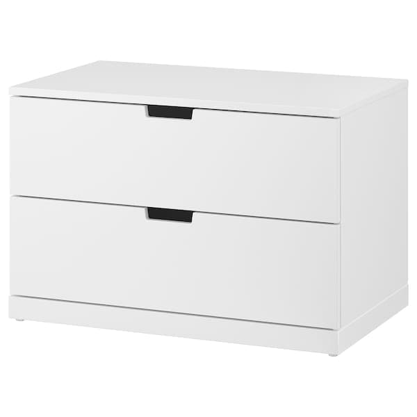NORDLI - Chest of 2 drawers, white, 80x54 cm - best price from Maltashopper.com 99239494