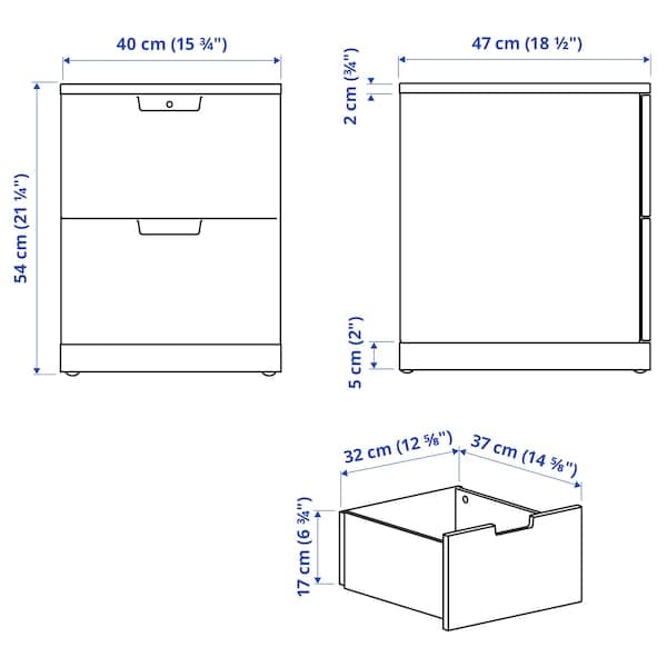 NORDLI - Chest of 2 drawers, white, 40x54 cm - best price from Maltashopper.com 09239827