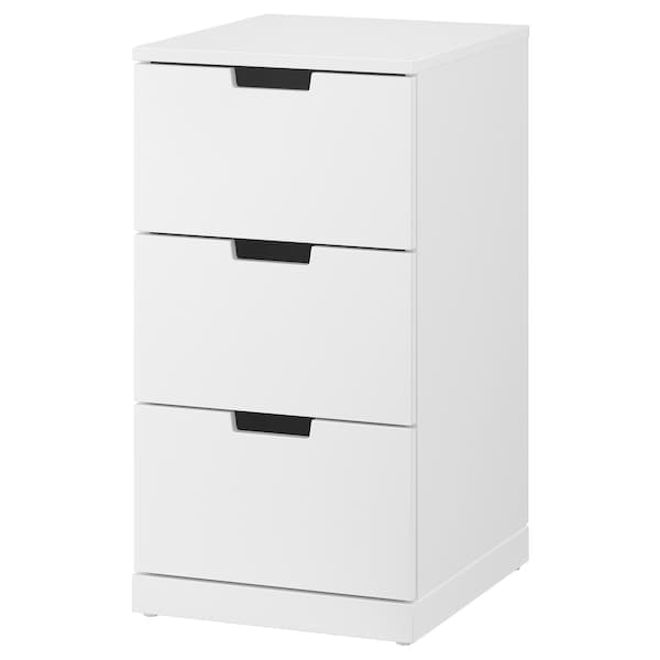 NORDLI - Chest of 3 drawers, white, 40x76 cm