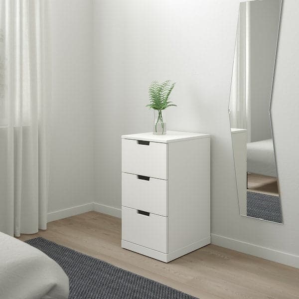 NORDLI - Chest of 3 drawers, white, 40x76 cm - best price from Maltashopper.com 39239835