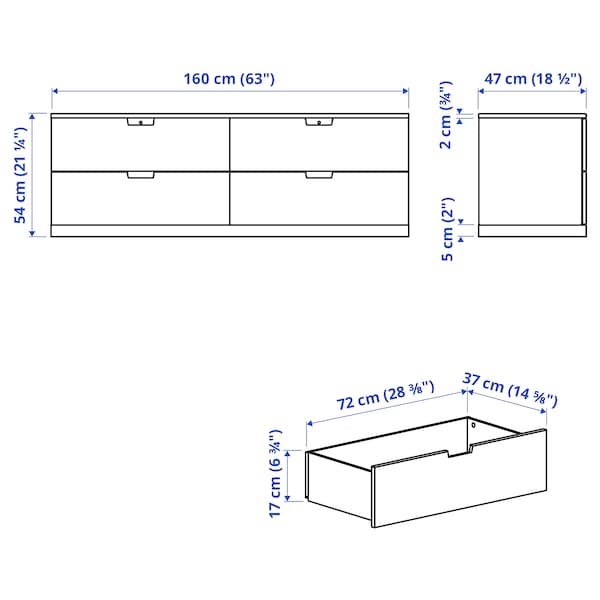 NORDLI - Chest of 4 drawers, white, 160x54 cm - best price from Maltashopper.com 49239496