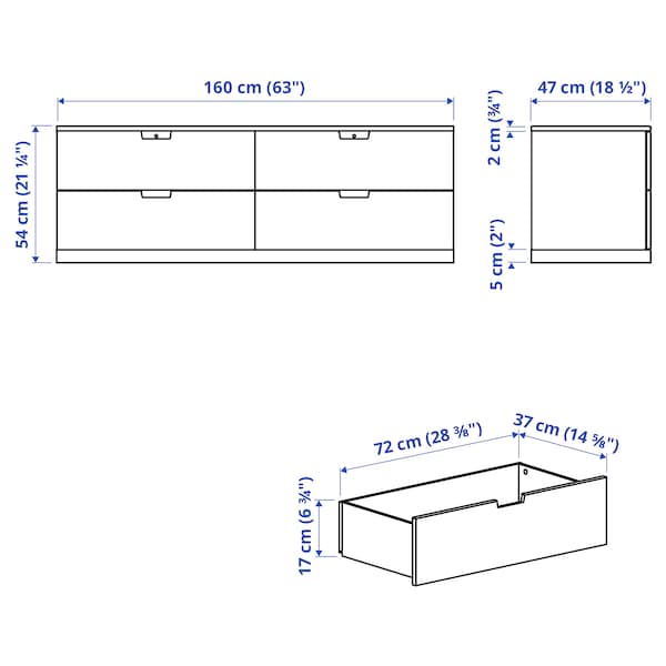 Ikea NORDLI - Chest of 4 drawers, white, 160x54 cm