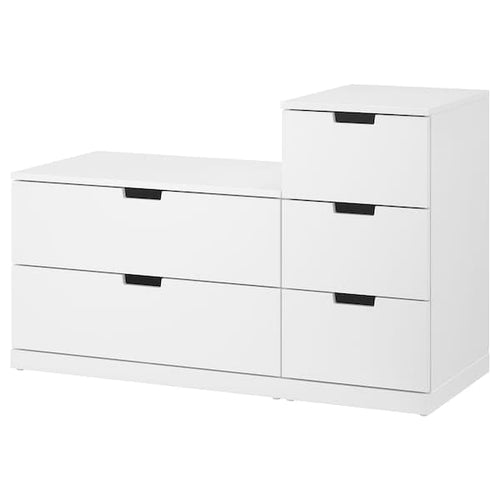 NORDLI - Chest of 5 drawers, white, 120x76 cm