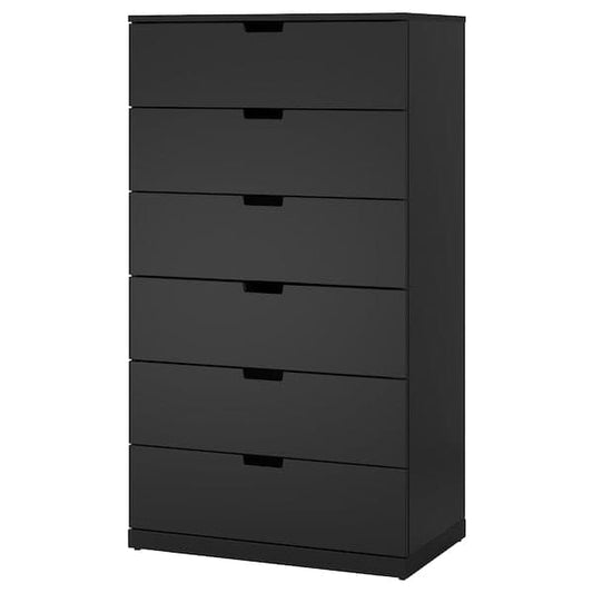 NORDLI - Chest of 6 drawers, anthracite, 80x145 cm - best price from Maltashopper.com 79211698
