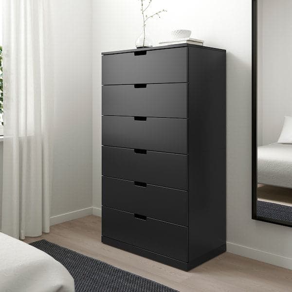 NORDLI - Chest of 6 drawers, anthracite, 80x145 cm - best price from Maltashopper.com 79211698