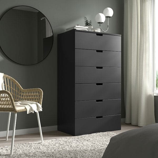 NORDLI - Chest of 6 drawers, anthracite, 80x145 cm - best price from Maltashopper.com 79211698