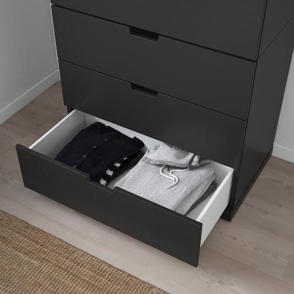 NORDLI - Chest of 6 drawers, anthracite, 80x145 cm - best price from Maltashopper.com 79211698