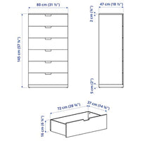 NORDLI - Chest of 6 drawers, anthracite, 80x145 cm - best price from Maltashopper.com 79211698