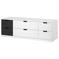 NORDLI - Chest of 6 drawers, white/anthracite, 160x54 cm - best price from Maltashopper.com 19211757