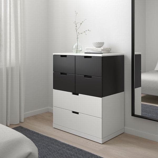 Ikea NORDLI - Chest of 6 drawers, white/anthracite, 80x99 cm