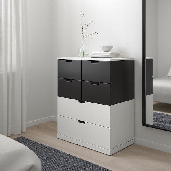 NORDLI - Chest of 6 drawers, white/anthracite, 80x99 cm