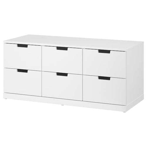 NORDLI - Chest of 6 drawers, white, 120x54 cm