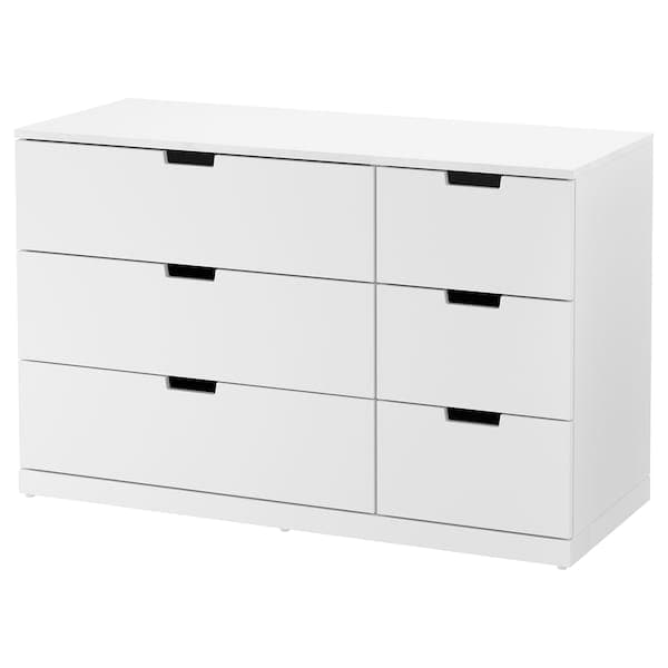 NORDLI - Chest of 6 drawers, white, 120x76 cm - best price from Maltashopper.com 09239498