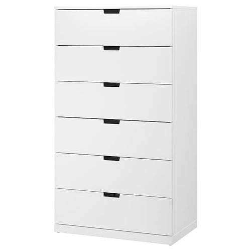 NORDLI - Chest of 6 drawers, white, 80x145 cm