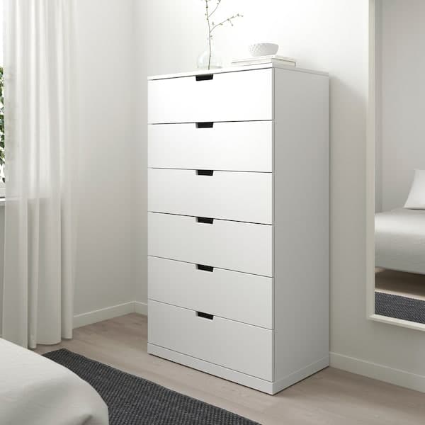 NORDLI - Chest of 6 drawers, white, 80x145 cm - best price from Maltashopper.com 89239499