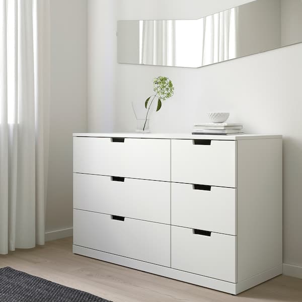 NORDLI - Chest of 6 drawers, white, 120x76 cm - best price from Maltashopper.com 09239498