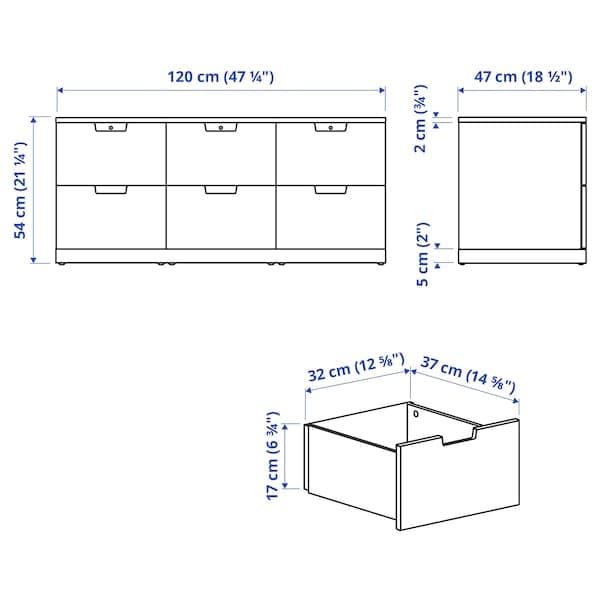 Ikea NORDLI - Chest of 6 drawers, white, 120x54 cm